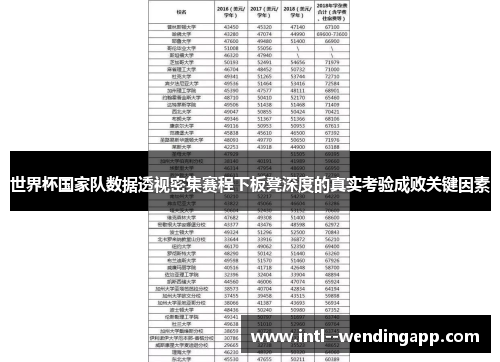 世界杯国家队数据透视密集赛程下板凳深度的真实考验成败关键因素